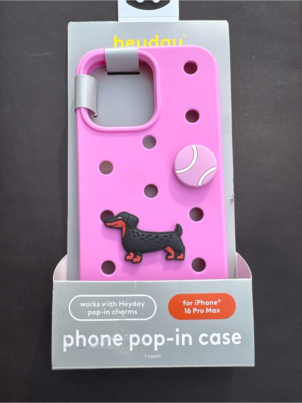 heyday Pink Pop-In Phone Case with Dachshund Charm